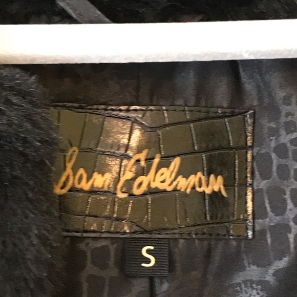 Sam Edelman Chevron Grooved Faux Fur Coat - Picture 10 of 12